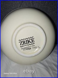 Zrike Winter Frolic Snowman Plate & Bowl Ice Fishing Winter Scene Italy